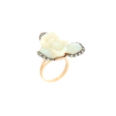 Retro 9ct Yellow Gold Opal Diamond Cocktail Ring, Italy, 23.22ct Opal