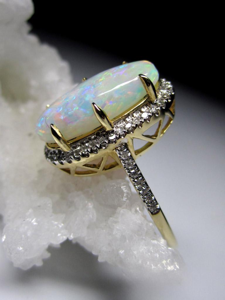 Opal Diamonds Gold Ring Precious Australian Gemstone Marilyn Monroe Style Ring For Sale 8