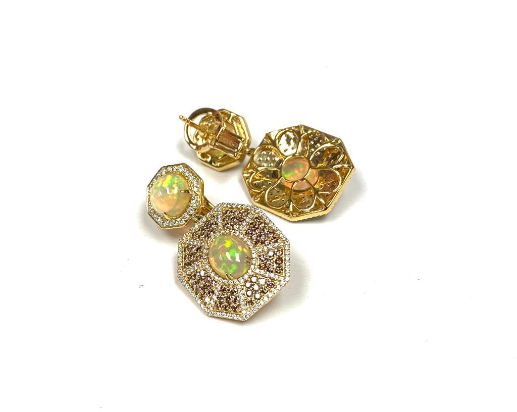 Goshwara Octagon Double Opal And Brown Diamond Earrings 2