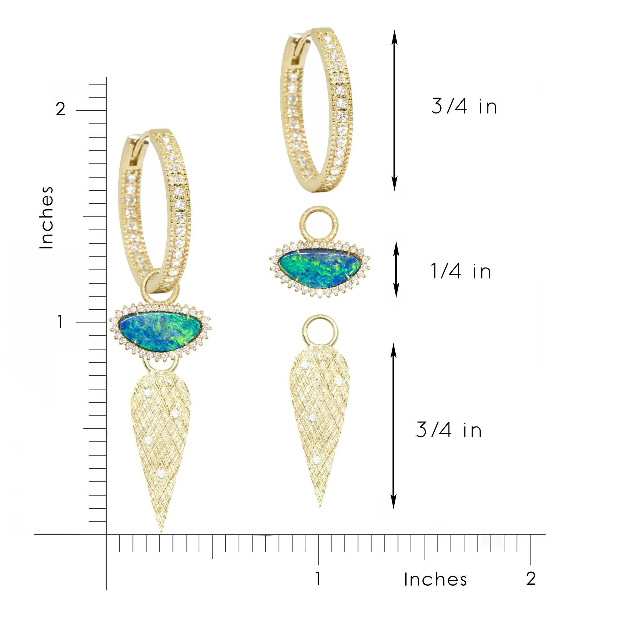 Women's Opal Doublet Diamond 18 Karat Convertible Hoop Earrings For Sale