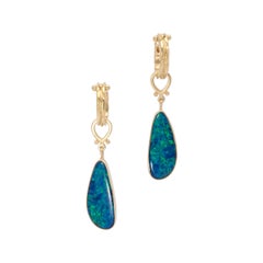Opal Doublet Petal Drop Earrings in 18 Karat Gold