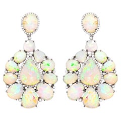 Opal Earrings 31.15 Carats Total with Diamonds 1.73 Carats  