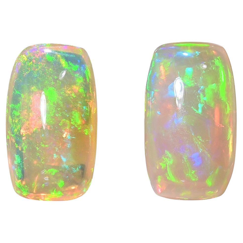 Opal Earrings Loose Gemstone Pair 9.84 Carat Natural Ethiopian Cushions