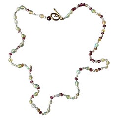Egyptian Opal Pearl Ruby Bead Choker Necklace