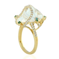 Opal Emerald 18 Karat Gold Diamond Ring