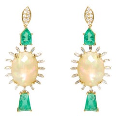 Opal Emerald and Diamond Earrings