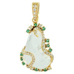 Opal Emerald Diamond 18 Karat Gold Pendant Necklace