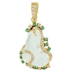 Opal Emerald Diamond 18 Karat Gold Pendant Necklace