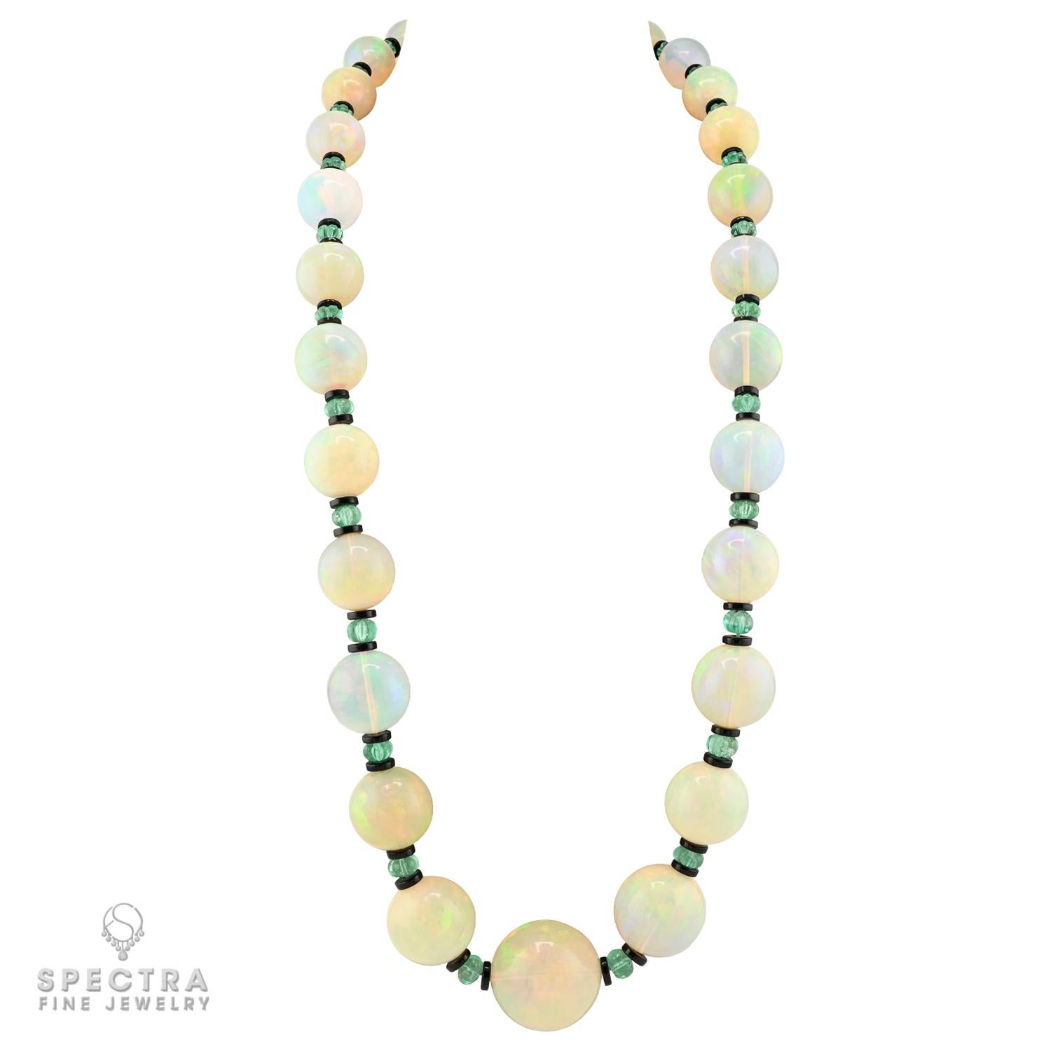 Opal Smaragd Diamant Perlenkette im Zustand „Hervorragend“ im Angebot in New York, NY