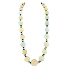 Opal Emerald Diamond Beaded Necklace