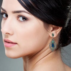 Opal Emerald Diamond Earrings