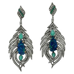 Opal Emerald Diamond Earrings