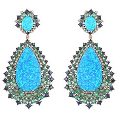Opal Emerald Diamond Earrings
