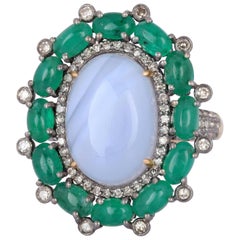 Opal Emerald Diamond Ring