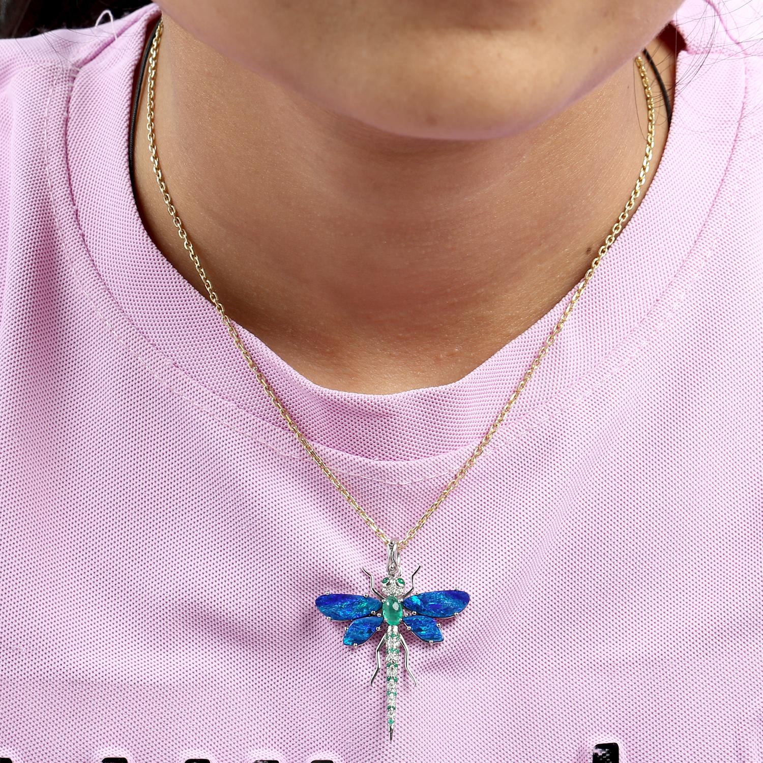 14KT:3.601g,D:0.12ct, Emer:0.70ct,Opal:2.45ct, 43X31 MM