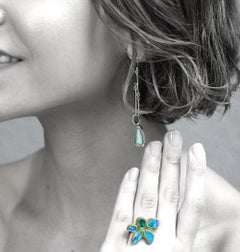 Opal Emerald Flower Gold Ring