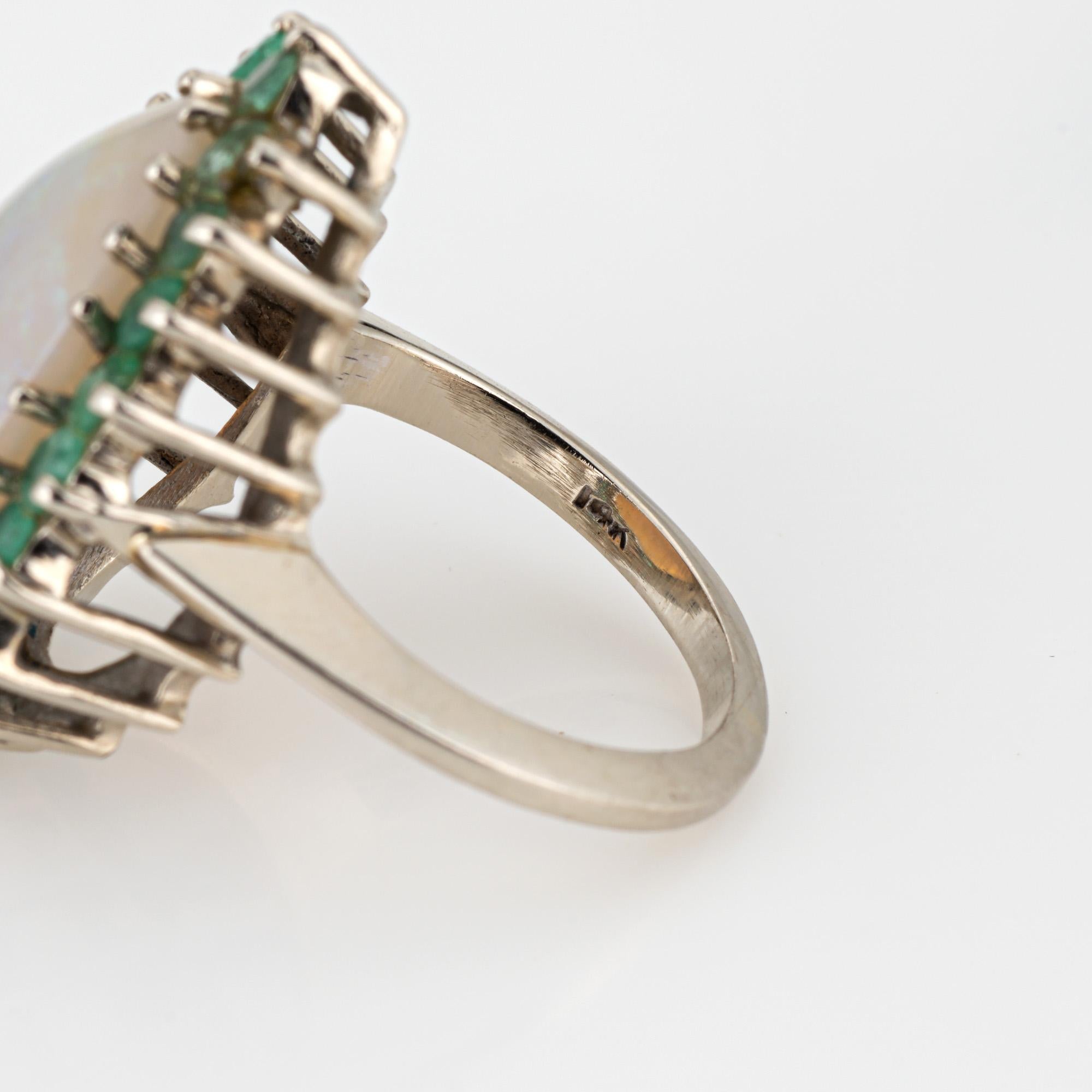 Opal Smaragd Ring Vintage 14k Weißgold Gr. 6 Birnen-Cocktail Estate Jewelry, Vintage 1
