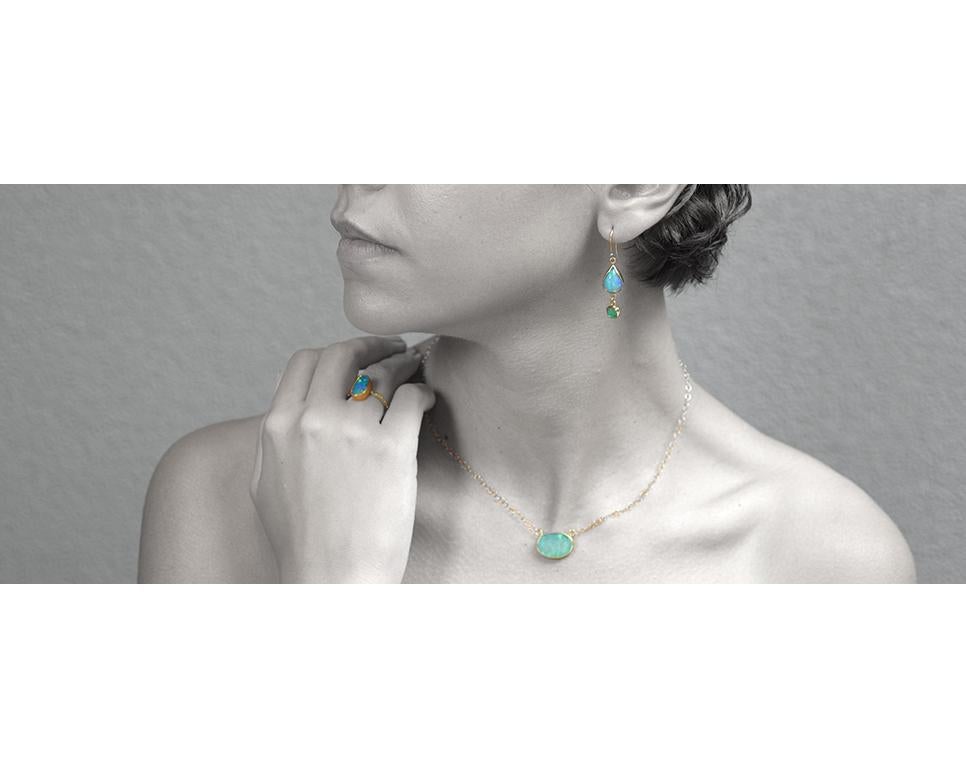 Contemporary Opal Emeralds 18 Karat Gold Earrings