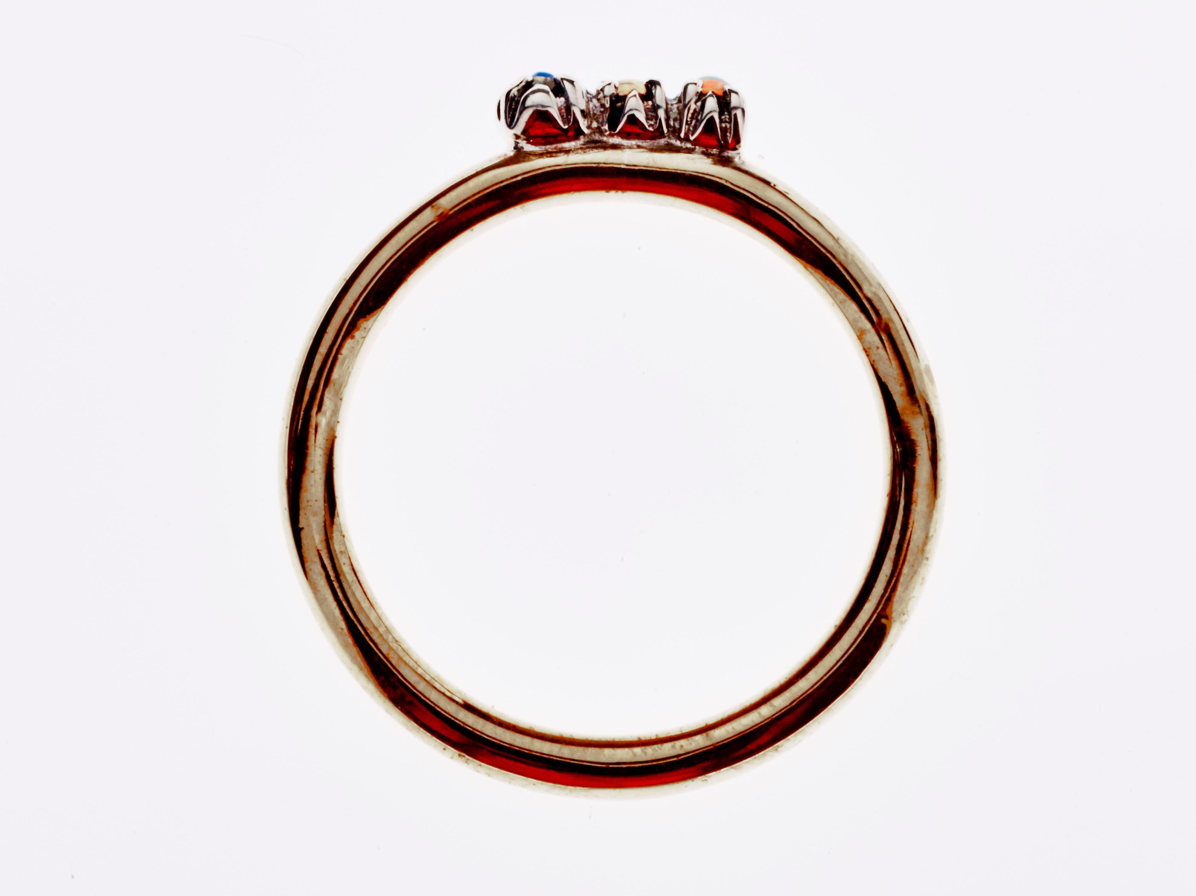Opal Eternity Stack Ring Gold Band Stackable Bridal J Dauphin In New Condition For Sale In Los Angeles, CA