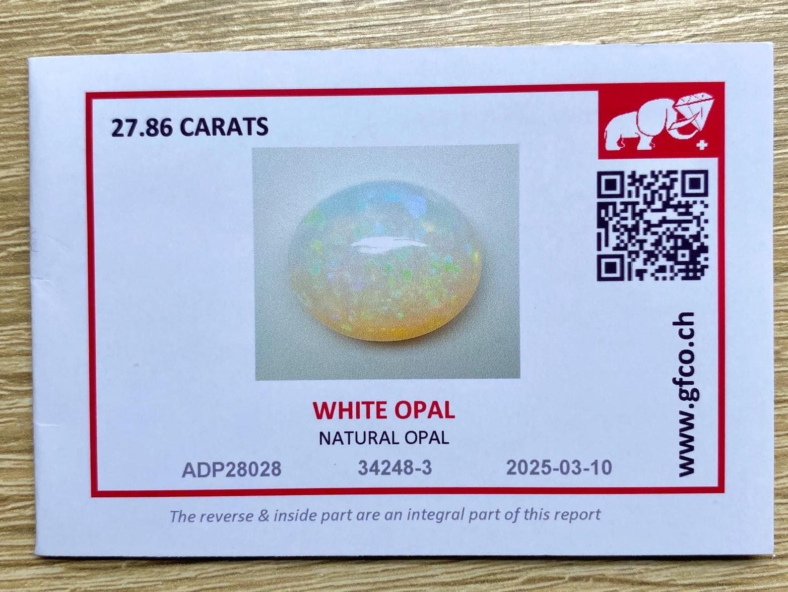 Opal Ethiopian 16.94Ct natural gemstone, Oval cabochon, , Certificate GFCO In New Condition For Sale In Daugavpils, LV
