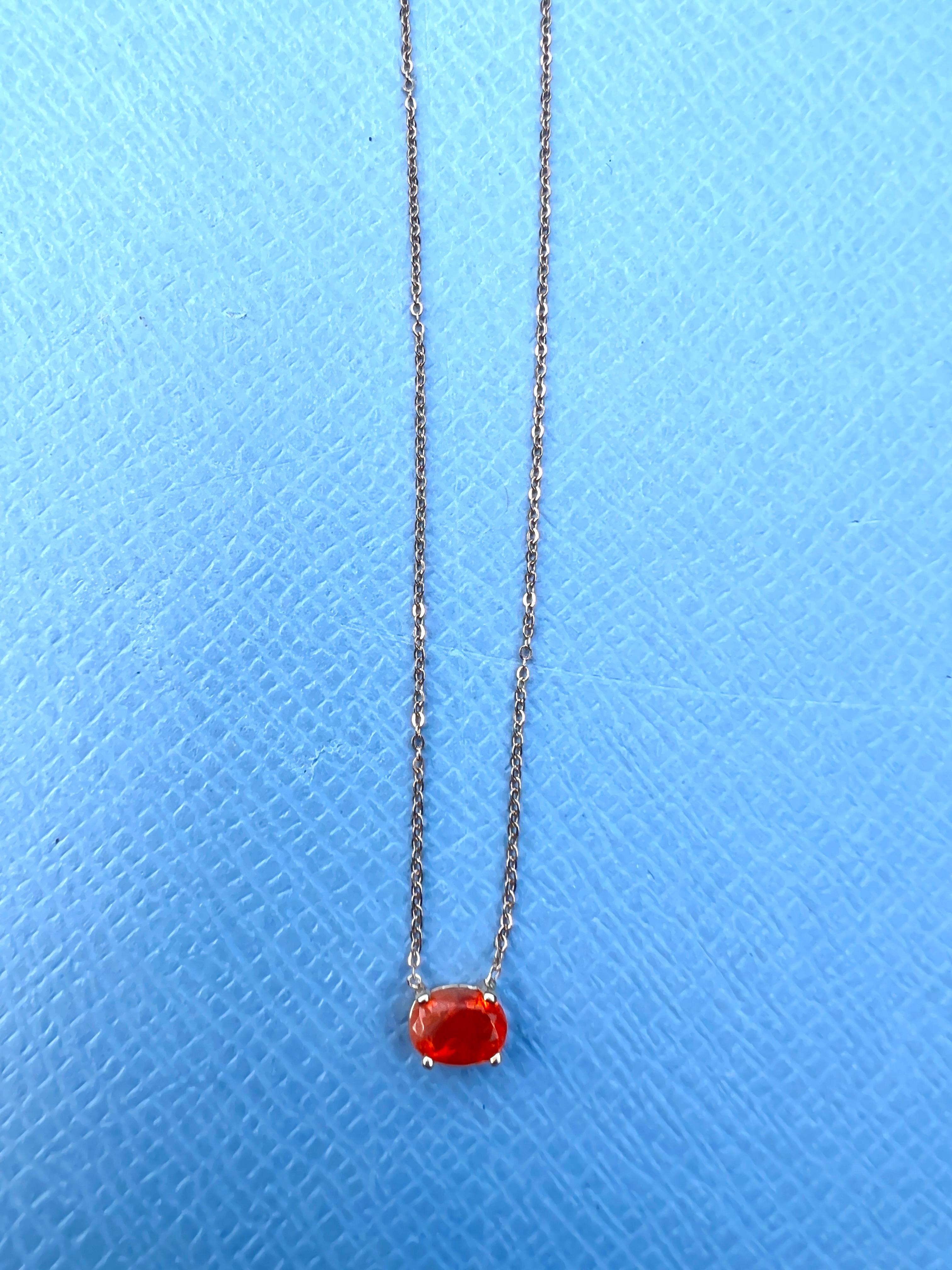 Oval Cut Opal Fire Gold Chain Necklace Choker Rainbow Reflections