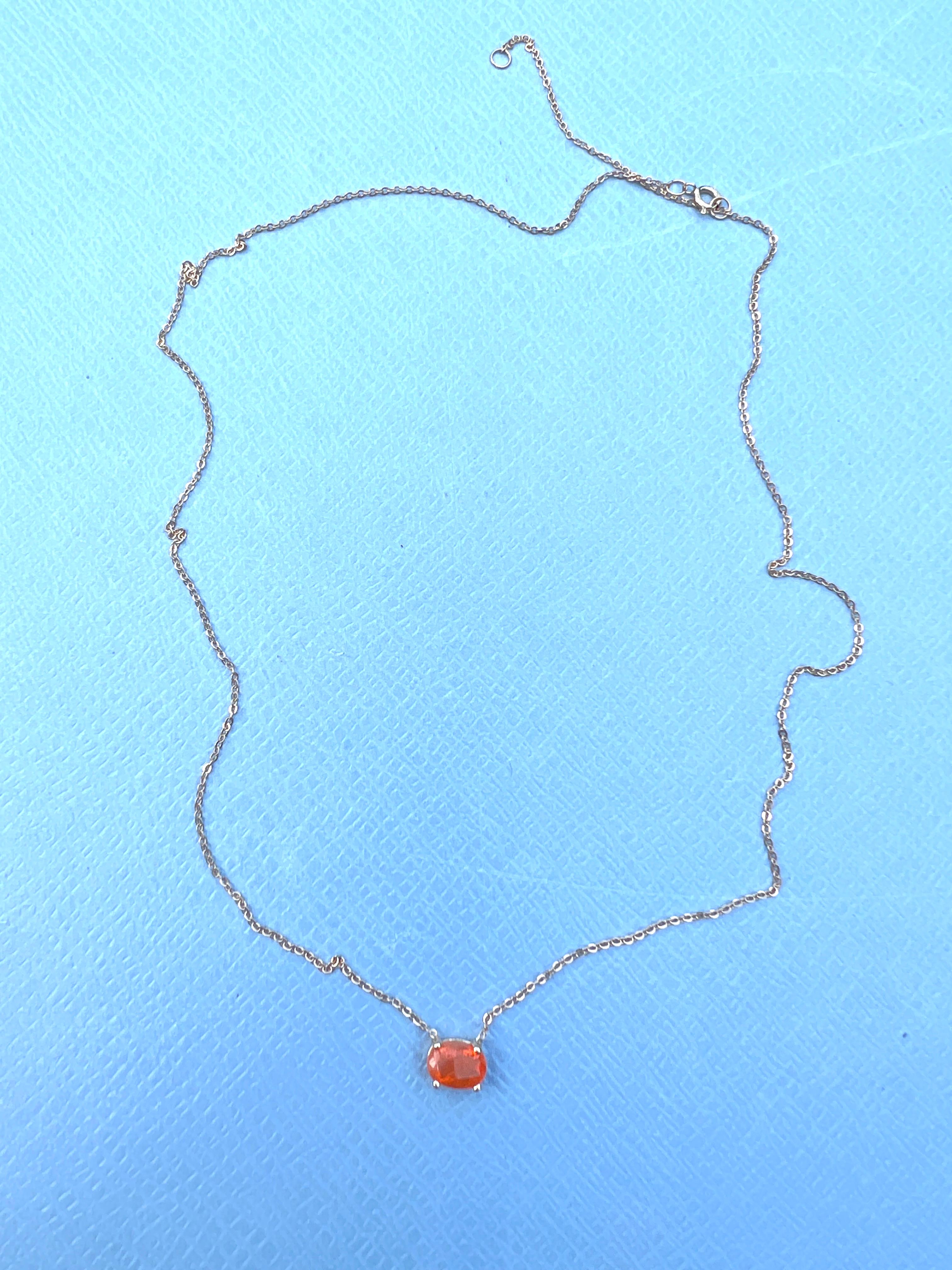 Opal Fire Gold Chain Necklace Choker Rainbow Reflections In New Condition In Los Angeles, CA