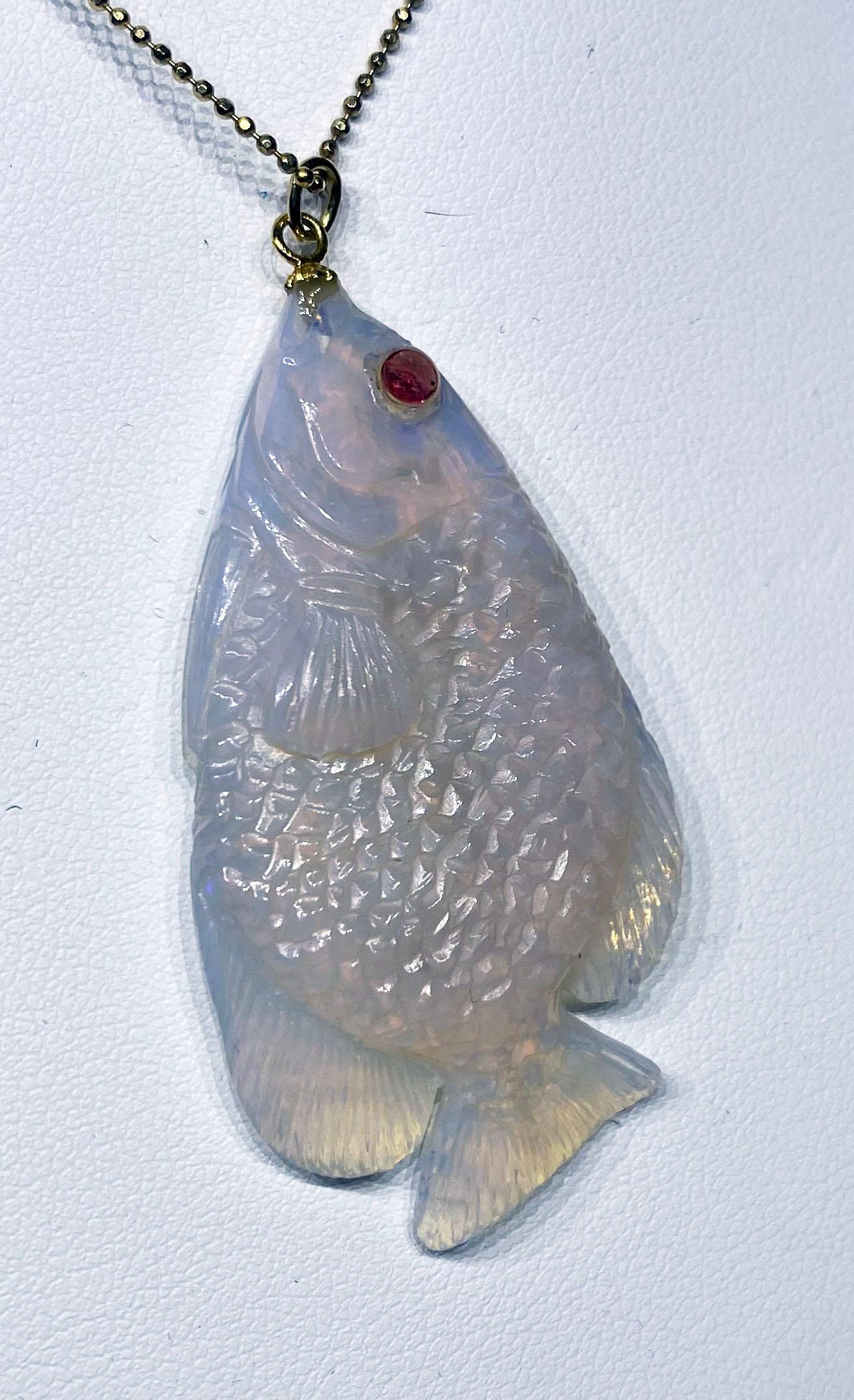 Opal Fish Pendant In New Condition For Sale In Seattle, WA