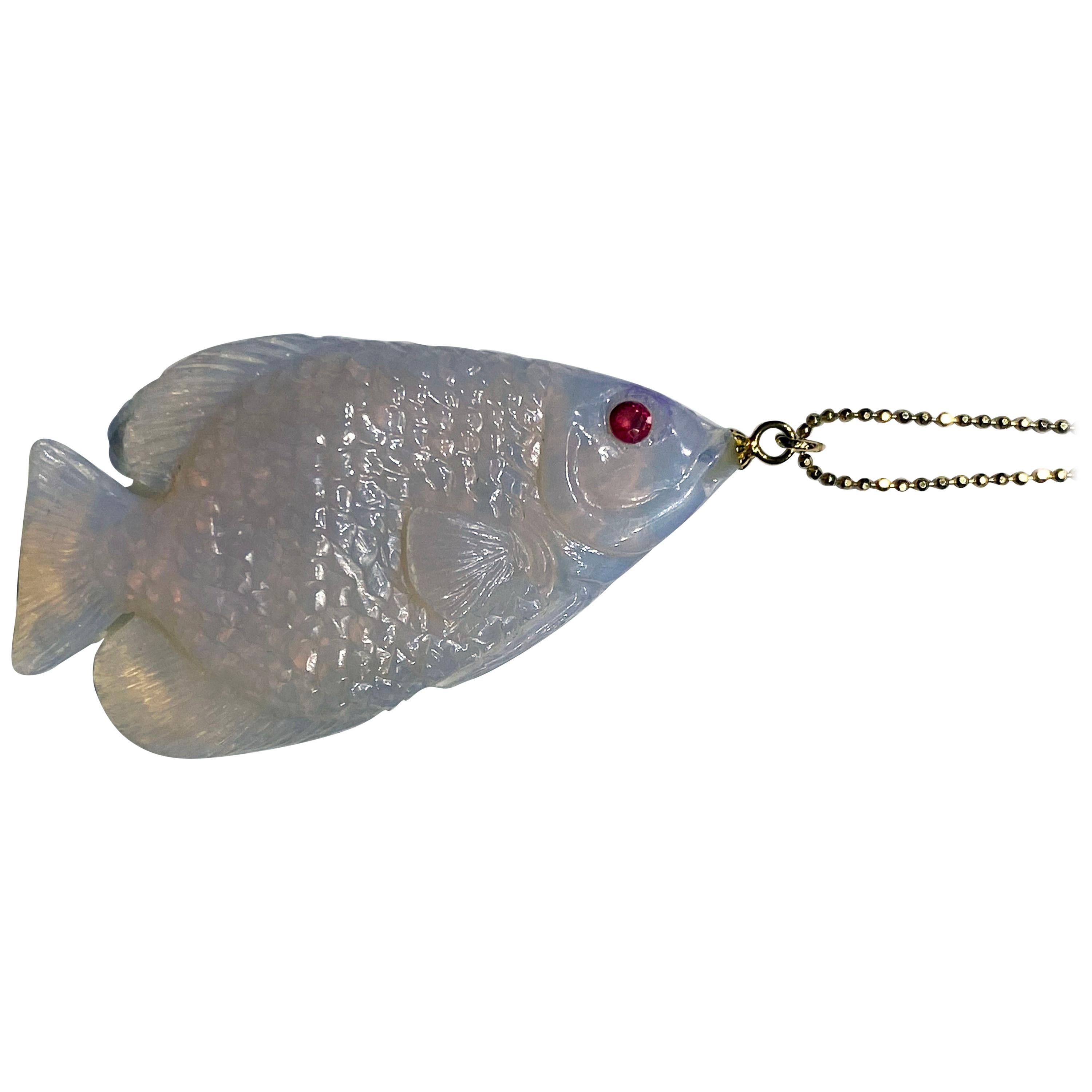 Opal Fish Pendant For Sale