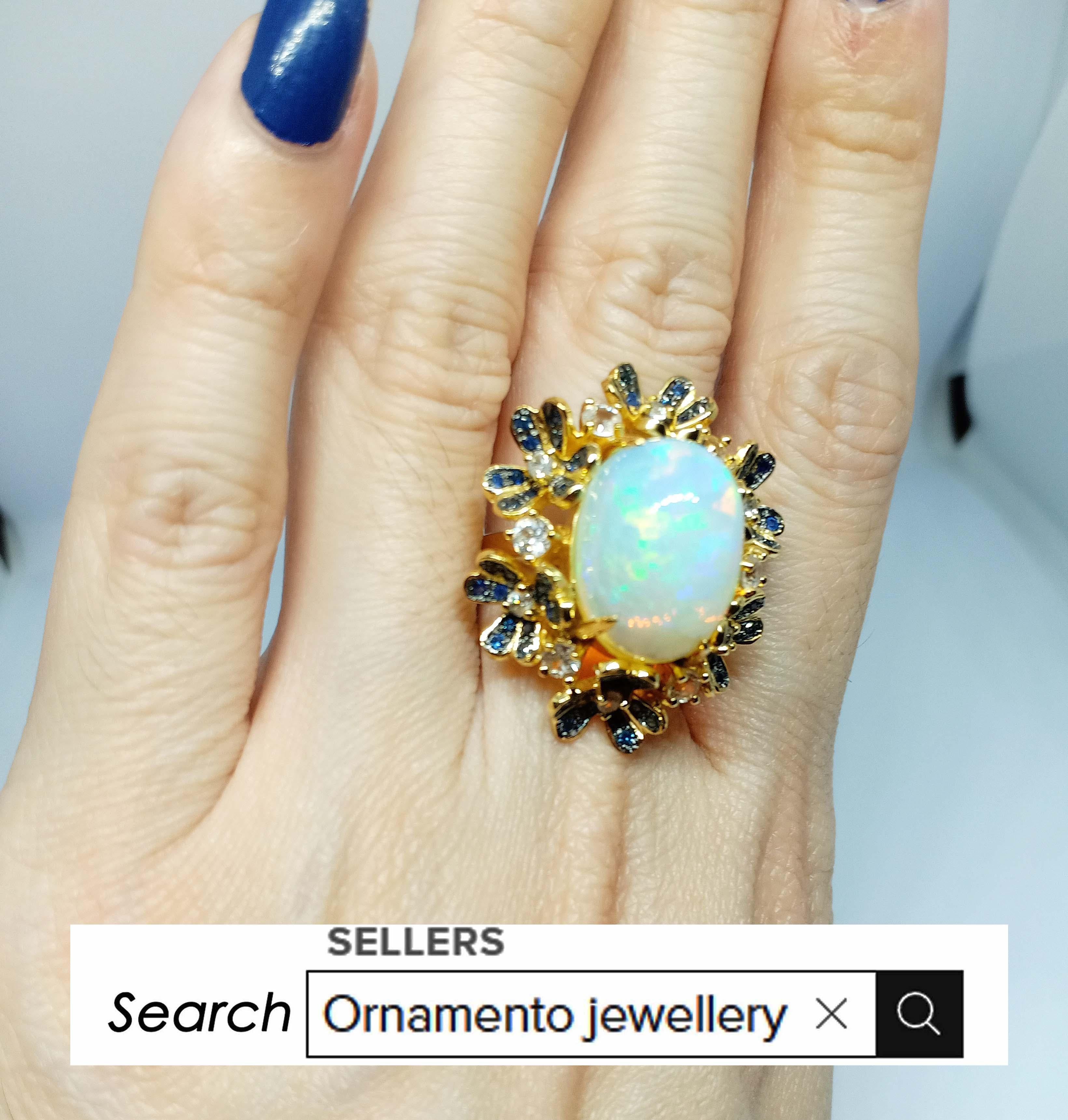 (Big ring)Opal flowers(10.80cts) 18K gold Plated Over sterling silver  For Sale 1