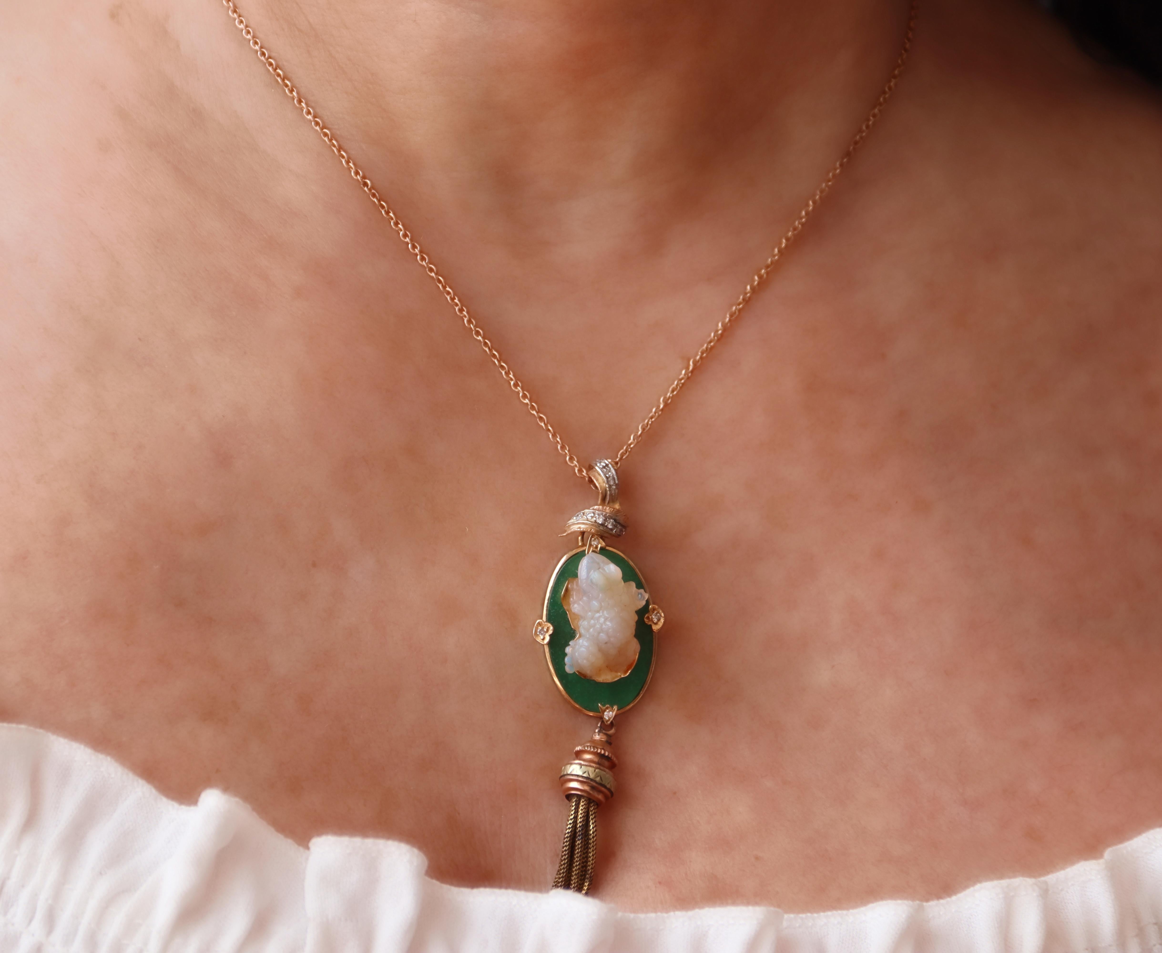 Collier pendentif grenouille en or jaune 18 carats et diamants en vente 4