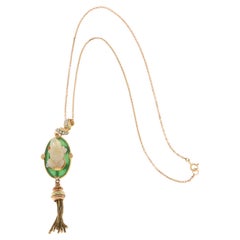 Opal Frog Jade Diamonds 18 Karat Yellow Gold Pendant Necklace