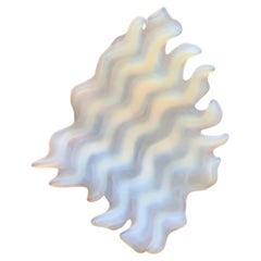 Postmodern Opal Frosted Art Glass Squiggle Platter, circa 1980s 