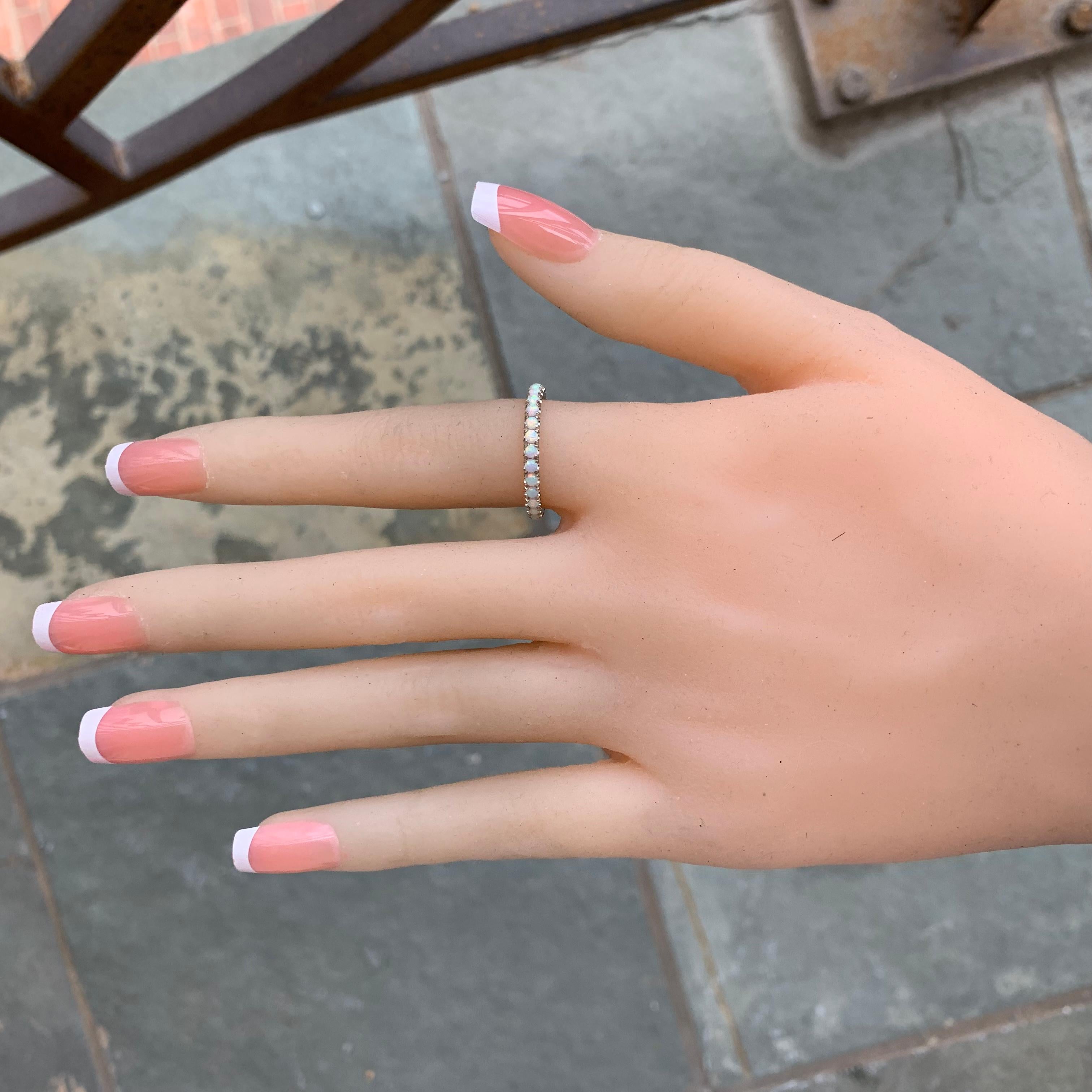Modern Opal Full Eternity Band, October Birth Stone, 14 Karat Rose Gold, Ben Dannie For Sale