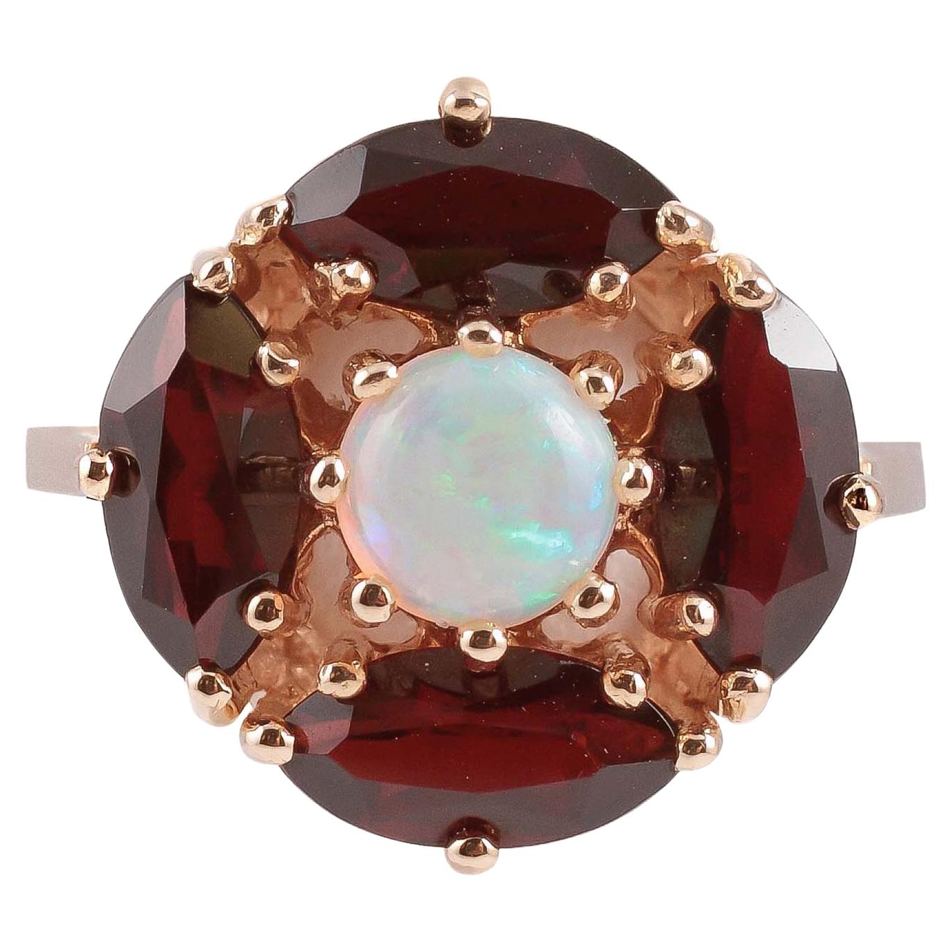 Opal Garnet Gold Ring