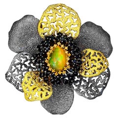 Opal Garnet Spinel Sterling Silver Gold Brooch Pendant Necklace Headpiece