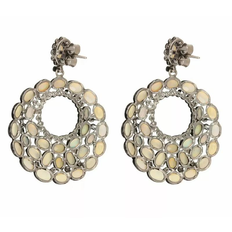 Opal Gemstone Diamond Dangle Earring 925 Silver Pave Diamond Hoop Earring Gift
Light weight can be worn everyday

Additional information:
Condition: New without tags: A brand-new, unused, and unworn item (including handmade items) that is not in