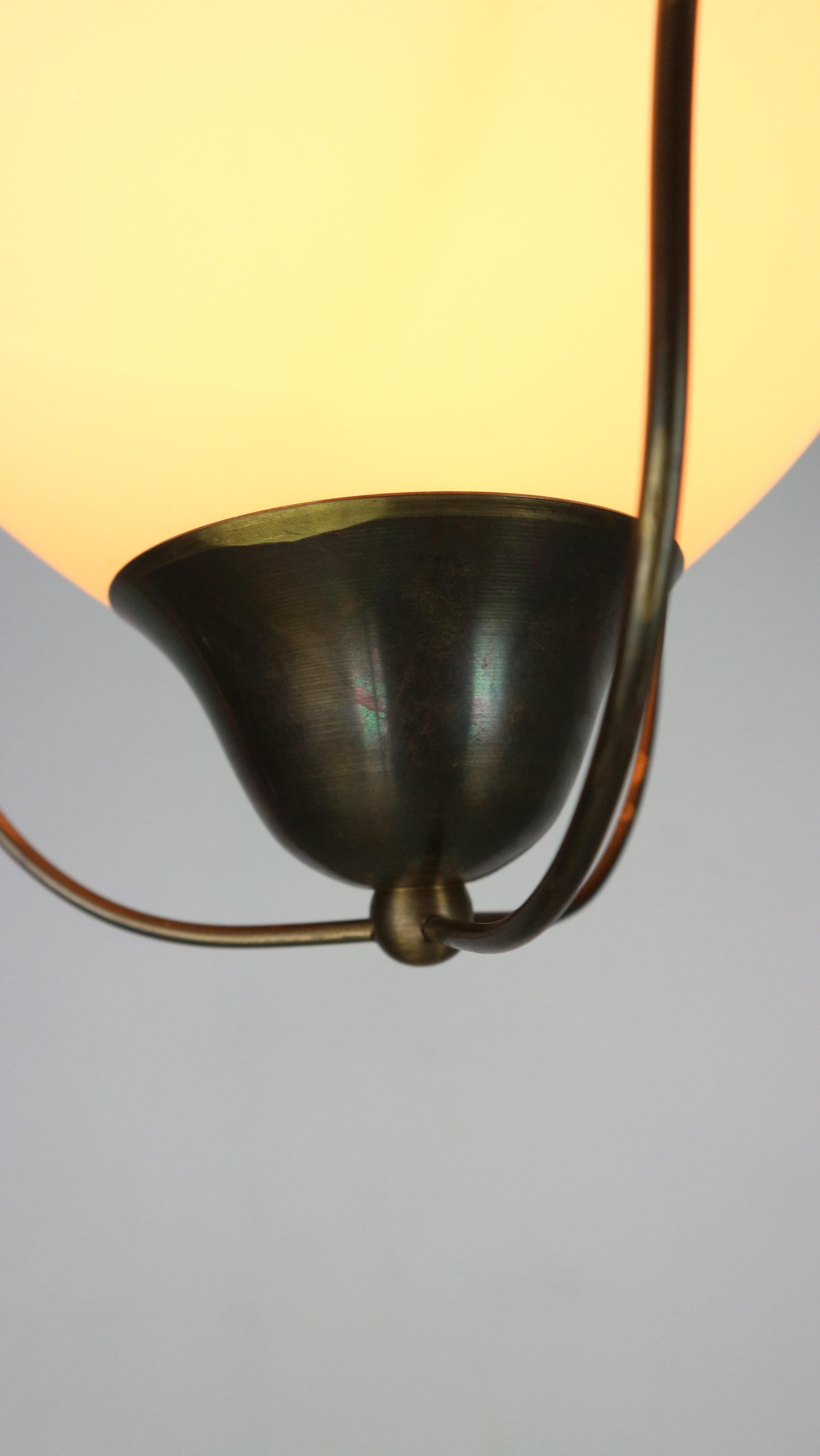 Opal glas pendant Bent Karlby for Lyfa 1950s Denmark In Good Condition For Sale In The Hague, NL