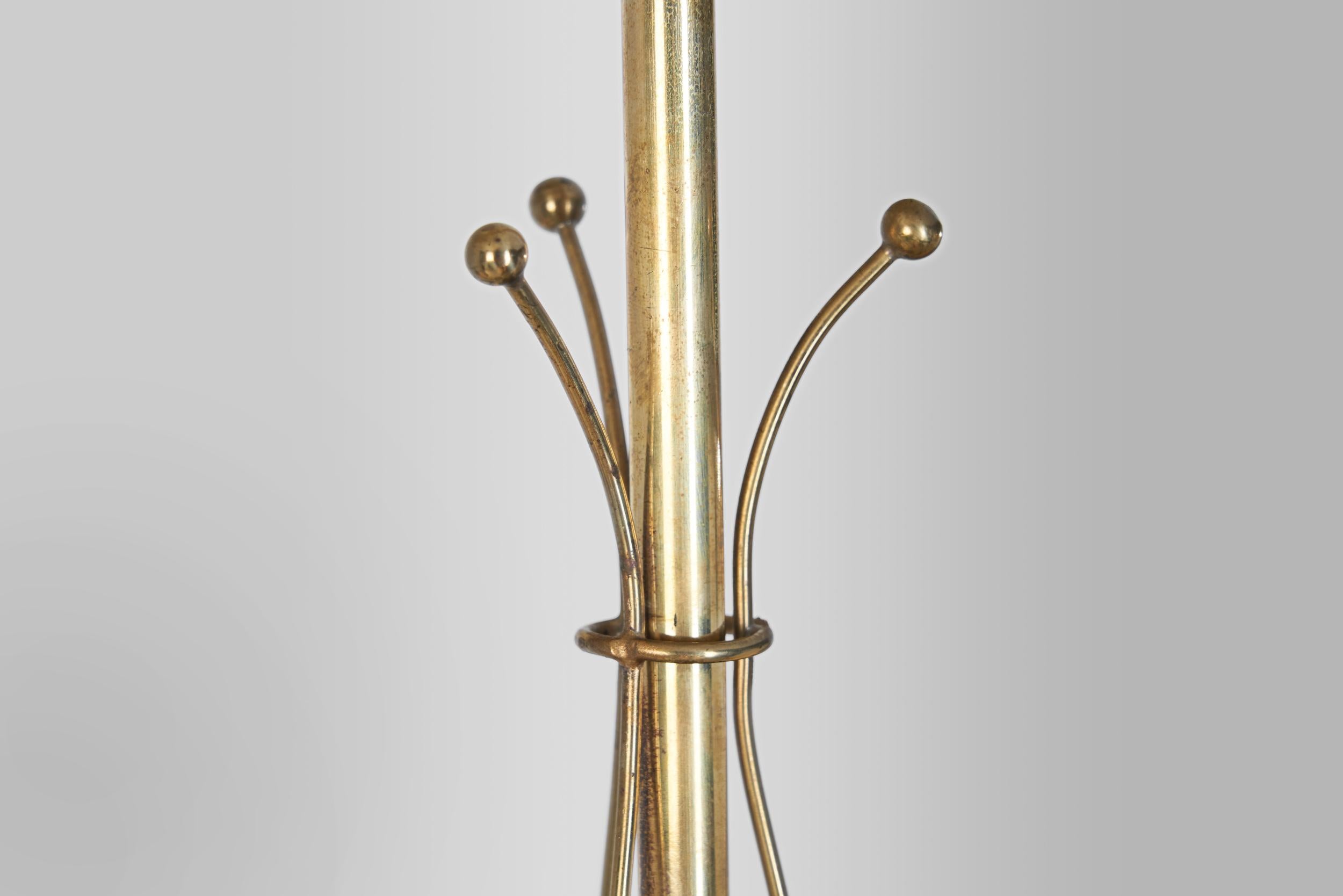 Opal Glass and Brass Chandelier by Itsu, Finland Mid-20th Century For Sale 5