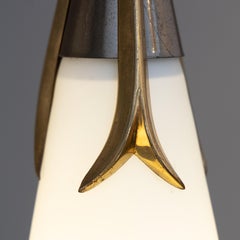 Opal glass and brass chandeliers