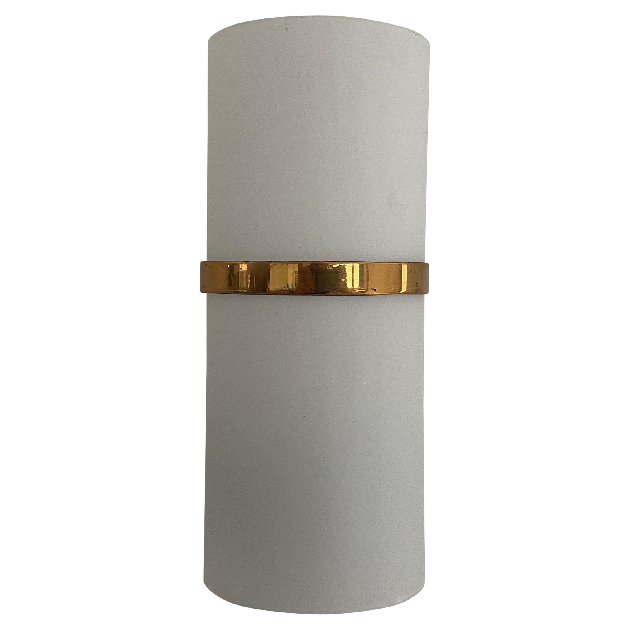 Opal Glass and Brass Single Wall Sconce Attr. to Stilnovo, 1950s, Italy