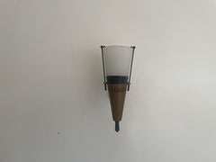 Applique singola in vetro opalino e ottone di Stilux, anni '60, Italia