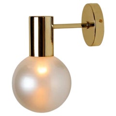 Opal Glass and Brass Wall Lights by Glashütte Limburg, 1970s