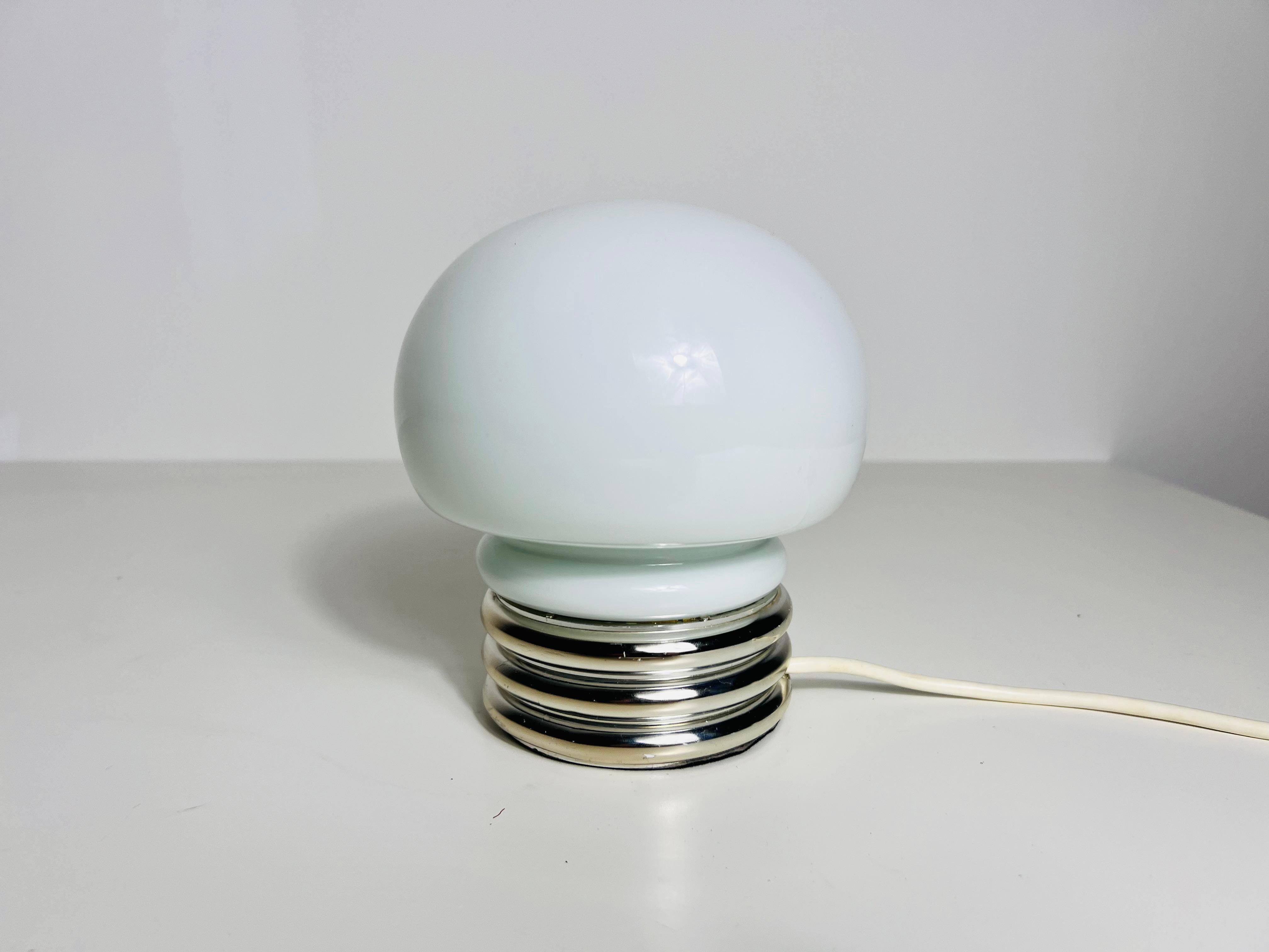 Mid-Century Modern Opal Glass and Chrome Table Lamp, Germany, 1970s For Sale