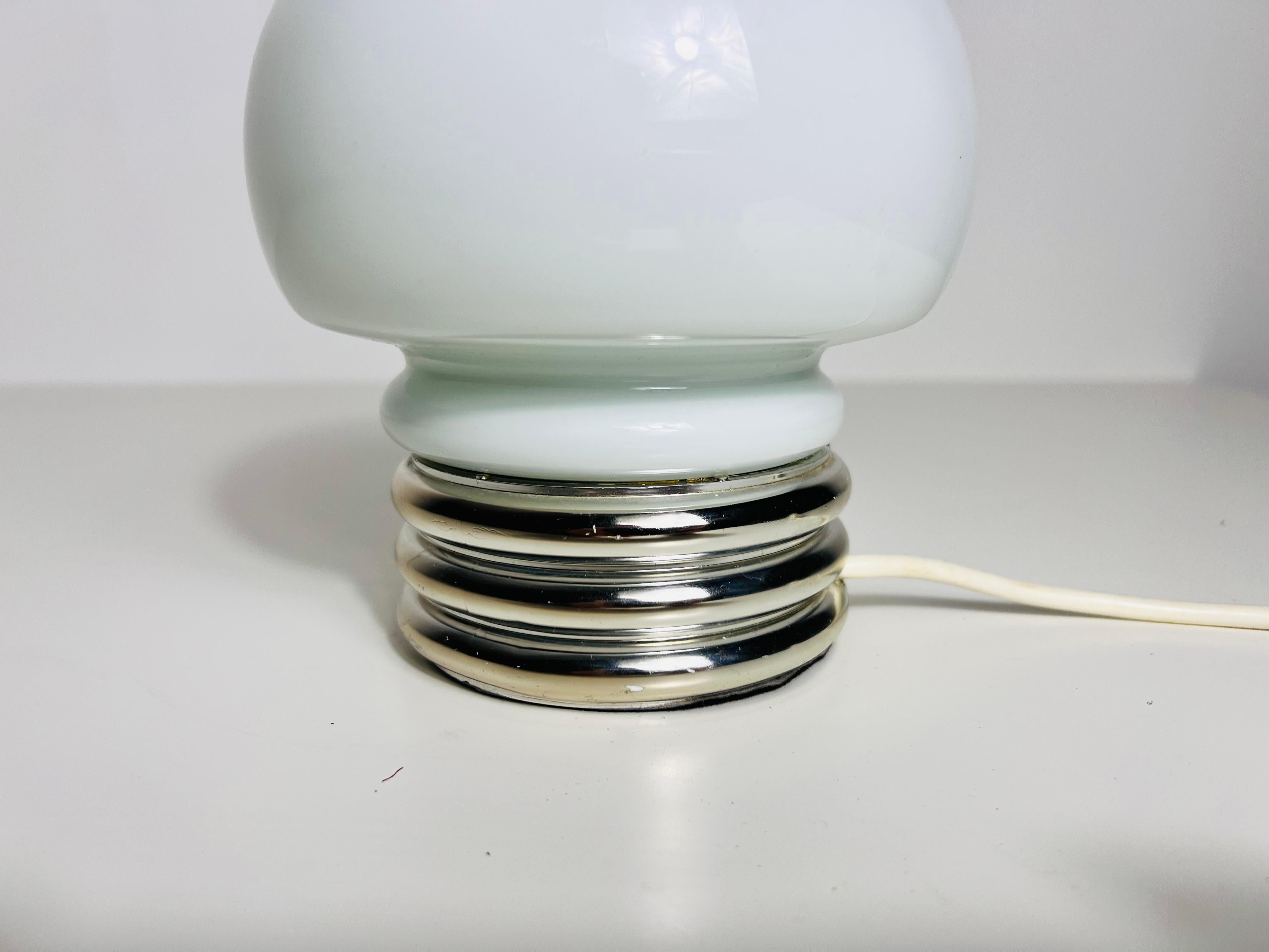 Late 20th Century Opal Glass and Chrome Table Lamp, Germany, 1970s For Sale