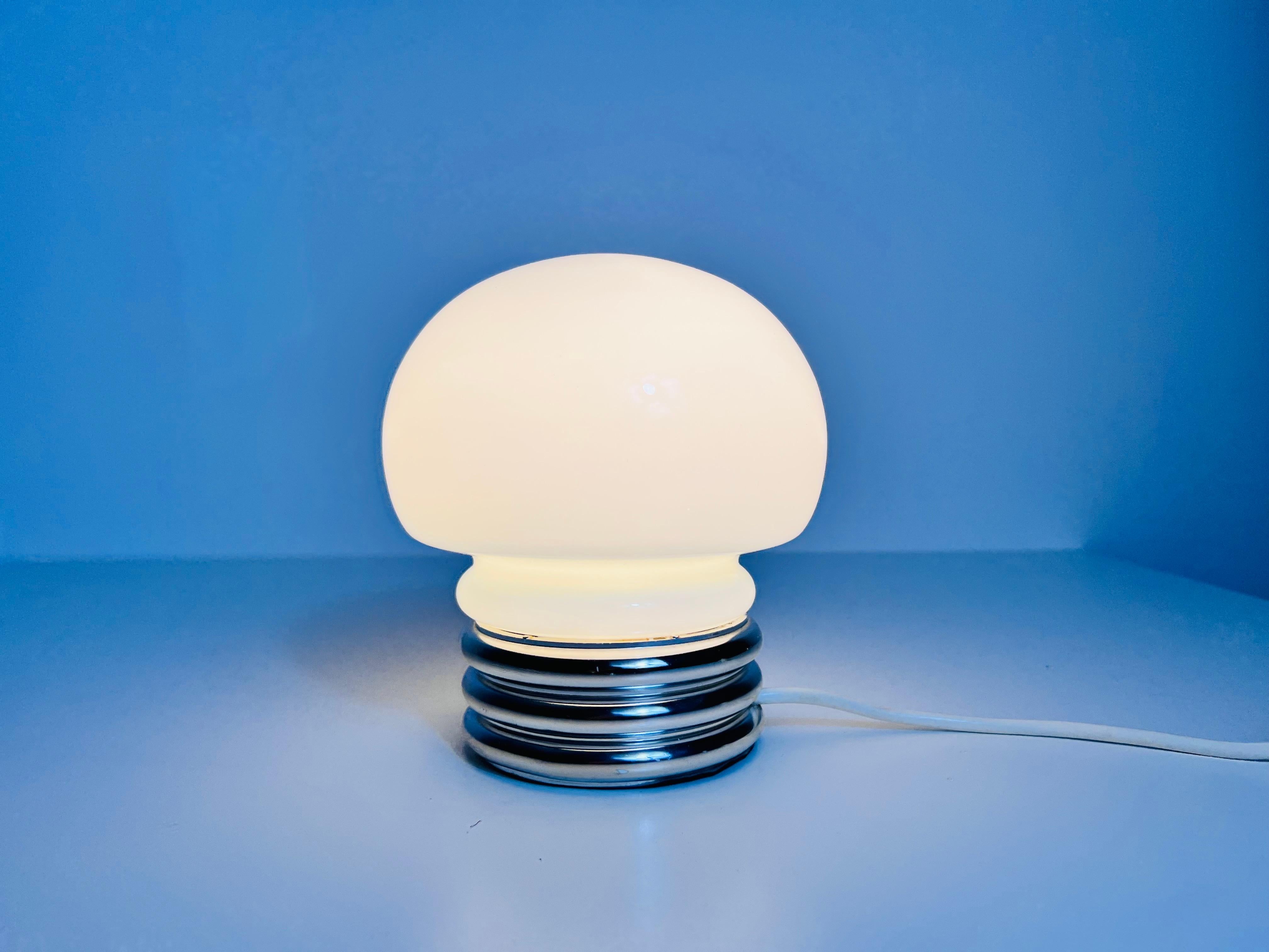 Opal Glass and Chrome Table Lamp, Germany, 1970s For Sale 2