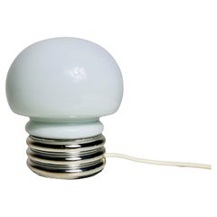 Lampada da tavolo in vetro opalino e cromo, Germania, anni '70