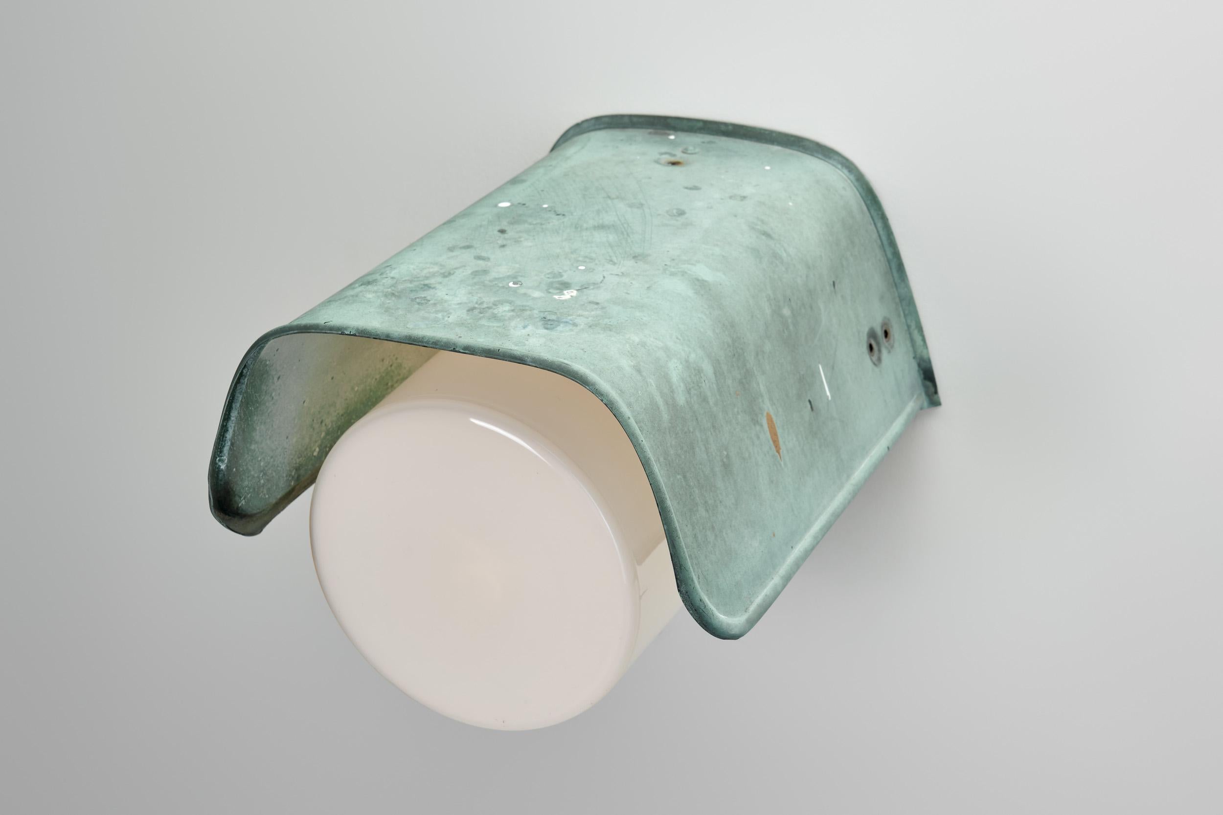 Opal Glass and Copper Wall Lamps for Sähköliikkeiden Oy, Finland ca 1930s For Sale 4