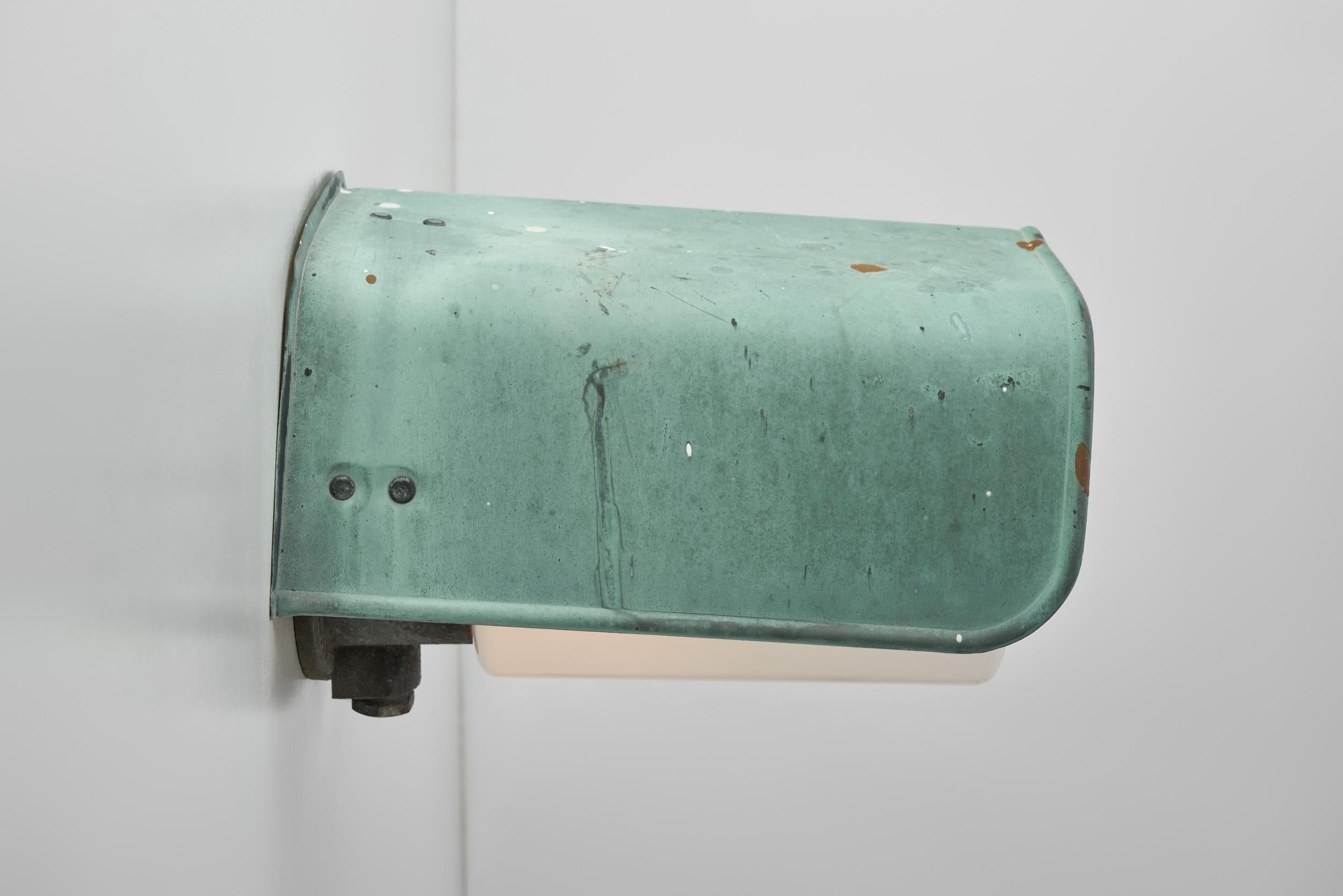 Opal Glass and Copper Wall Lamps for Sähköliikkeiden Oy, Finland ca 1930s For Sale 8