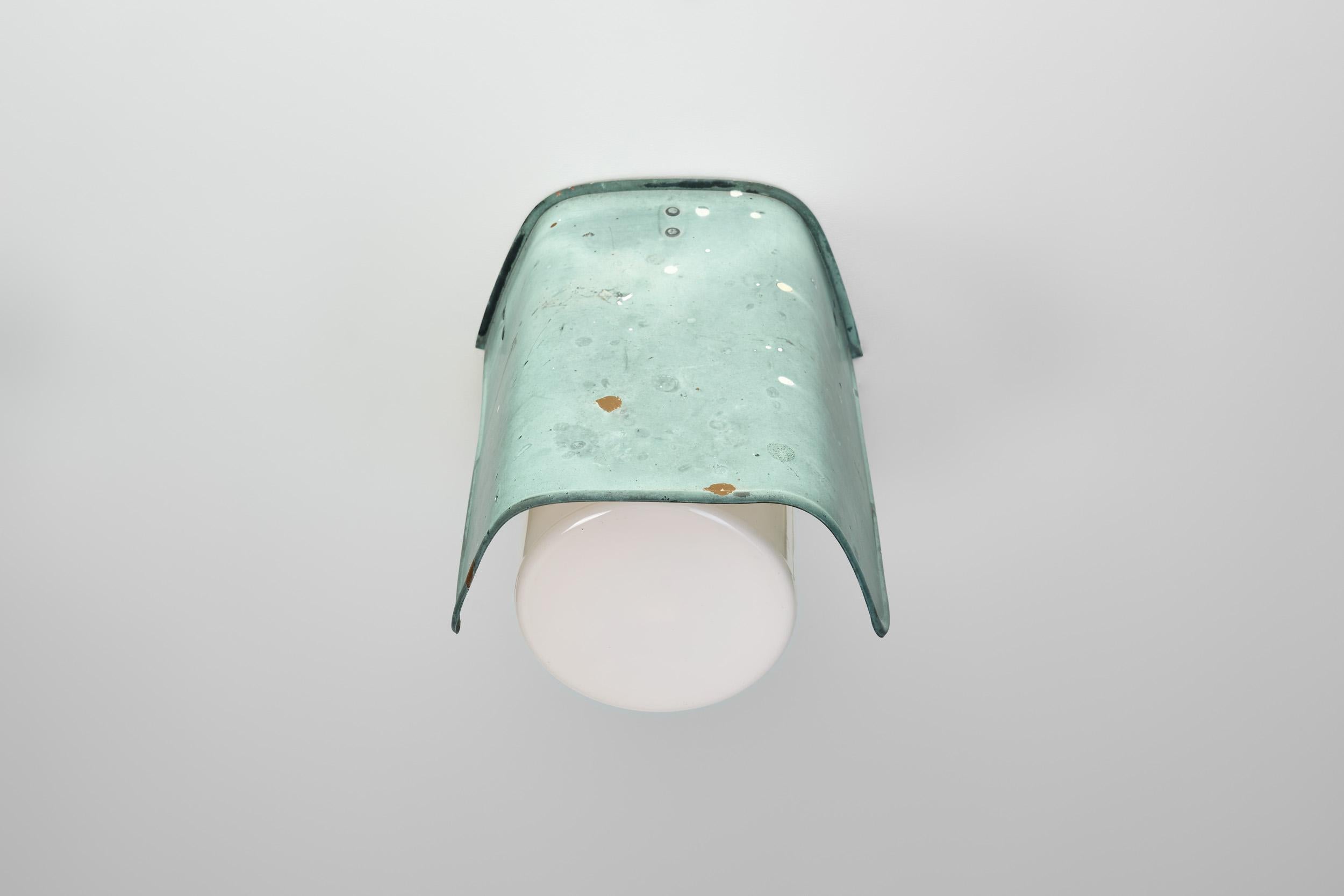 Opal Glass and Copper Wall Lamps for Sähköliikkeiden Oy, Finland ca 1930s For Sale 3