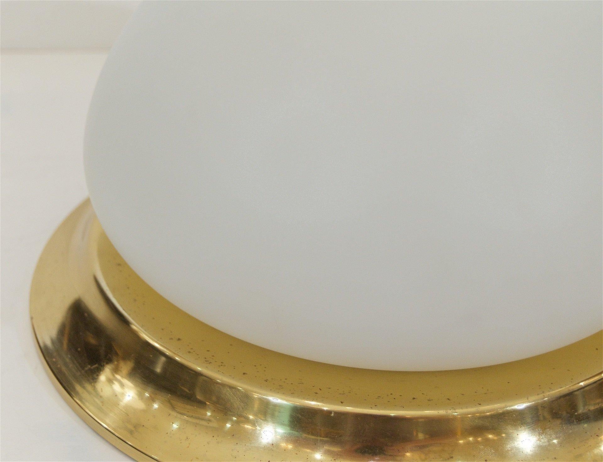 20th Century Opal Glass and Brass Flush Mount by RZB Leuchten For Sale